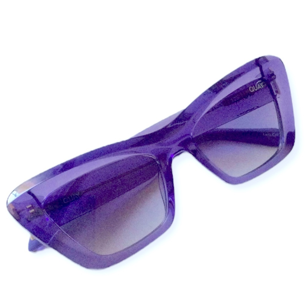 QUAY On The Radio Sunglasses Purple Frame Purple Gradient Lens Cat Eye NWT - Picture 5 of 14